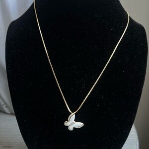 🩷- Gold and white with rhinestones Butterfly Pendant Necklace